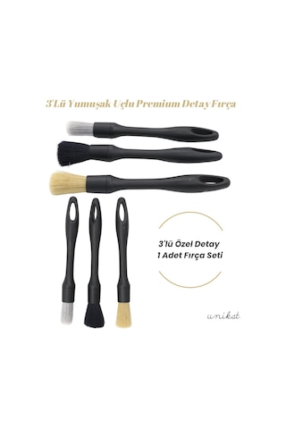 3'lü Özel Detay Fırça Seti Yumuşak Uçlu Premium Özel Hassas Temizlik Unikat