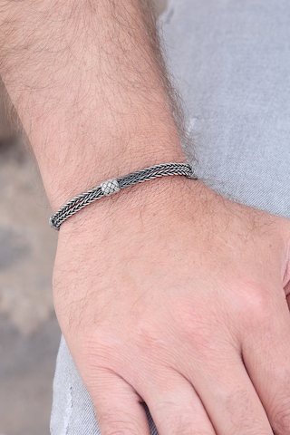 1000 Ayar Kazaziye Gümüş Oksitli Bileklik Unisex 201024154 Gümüş
