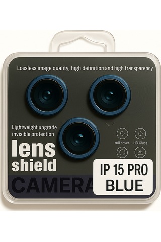 Apple Uyumlu iPhone 15 Pro/ Promax Kamera Lens Koruyucu Black/silver/gold/purple Yüksek Çözünürlük-parlak-güçlü Blue