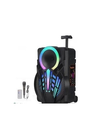 Junglee Party Box Bluetooth Hoparlör Büyük Boy Taşınabilir Şarjlı Kablosuz Hoparlör + Karaoke Mikrofon