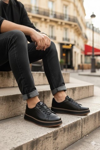 Pepita M643 Rahat Hafif Günlük Sneaker Hakiki Deri Erkek Ayakkabı Siyah