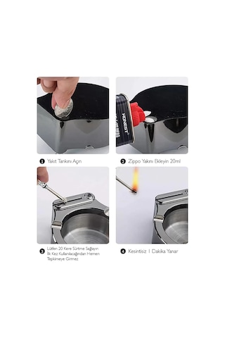 Metal Çakmaklı Küllük Zippo Yakıt İle Çalışır 08526421