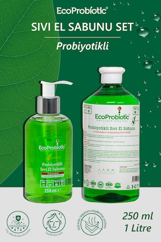 Probiyotikli Sıvı El Sabunu 250 Ml + 1 Lt. Set Temiz İçerik, Çocuk Dostu, Koruyucu Bakım