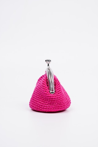 Fabric Craft Bag Bozuk Para Cüzdanı Merserize Pamuk Klipsli Örgü Pembe