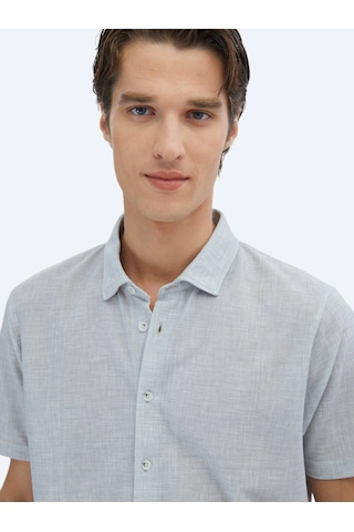 Kip Gri Desenli Regular Fit Casual Gömlek Gri