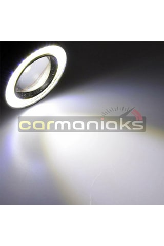 Mercekli Angel Led Halkalı Sis Far Metal Alaşım Gövde Su Geçirmez 89 MM Beyaz