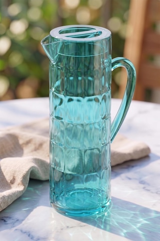 Akrilik Allegra Aquamarin 7 Parça Kadeh & Su Meşrubat Bardağı 450 Ml Ve Akrilik Allegra Aquamarin 1,5 Lt Sürahi Cam Değildir Turkuaz