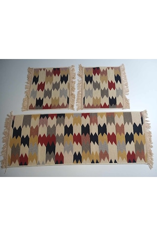 Oto Koltuk Kilim 3 Parça Araba Takımı Çok Renkli