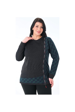 Lady Majestic Kadın Büyük Beden Sweatshirt Mavi