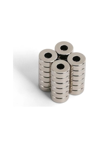 15X5X5 Delikli Halka Güçlü Neodyum Mıknatıs - 30 Adet