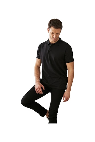 Ac&Co / Altınyıldız Classics 4A4820200047Sss3XL Düğmeli Polo Yaka Cepsiz Slim Fit Erkek Tişört - Siyah