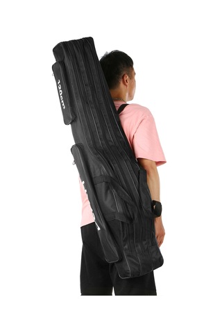 Jeehugo Siyah 120cm Üç Bölmeli Balıkçılık Çantası - Oxford Kumaş, Metal Reşetler Ve Sağlam Depolama