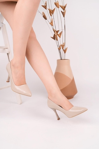 Nesilshoes Nesil Shoes Senyo K72 Ten Rugan Baskı Topuklu Kadın Stiletto
