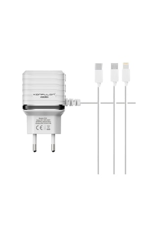 C33 Hızlı Şarj Cihazı 3in1 Dahili Micro Usb Kablolu