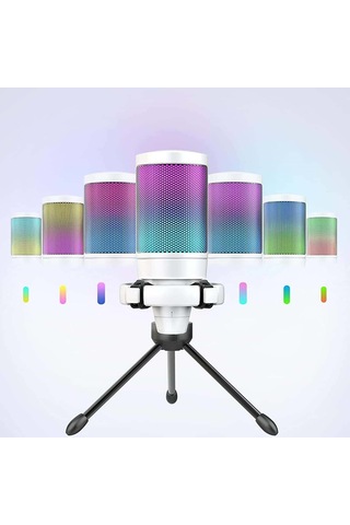 Fifine Ampligame A6V RGB USB Mikrofon Beyaz