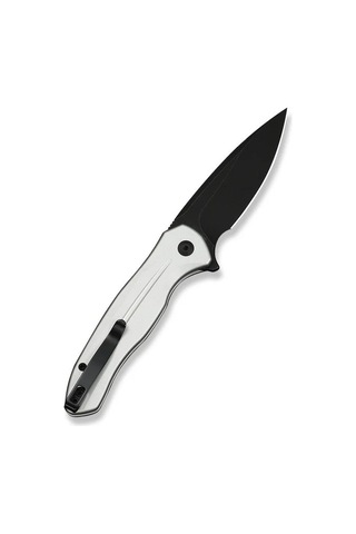 Civivi Button Lock Kitefin Silver Aluminum Handle Black Stonewashed 14c28n Blade Kamp Çakı Gümüş