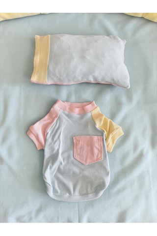 Bubbles Pastel Köpek Uyku Takımı Mini Yastıklı Şeker Renkli Yazlık Köpek Pijama Seti Küçük Irklar İçin