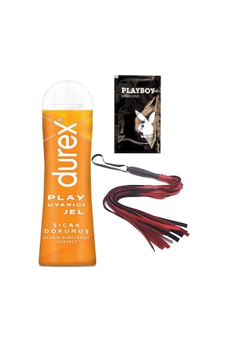 Durex Play Sıcak Dokunuş Bay Bayan Uyarıcılı Jel 100 Ml + Kırmızı Püsküllü Deri Kirbaç + Hediye