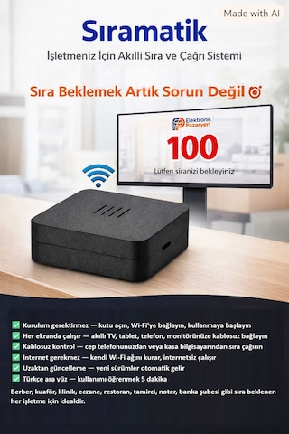 Sıramatik İşletmeniz İçin Akıllı Sıra Ve Çağrı Sistemi Wi-fi Bağlantılı