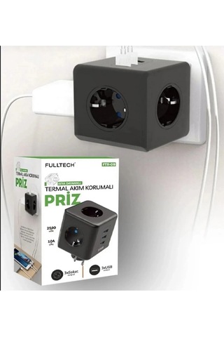 Termal Akım Korumalı Isıya Dayanıklı 3 Lü Duvar Tipi Priz 3x Usb 1x Type-c Belirtilmemiş