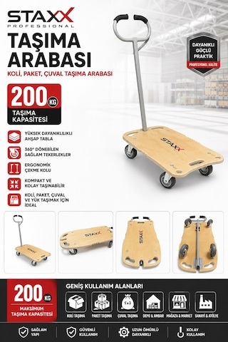 Staxx 200ael 200 Kg Katlanır Taşıma Arabası Taşıma Arabası Koli, Paket, Çuval Beyaz Eşya Taşıma
