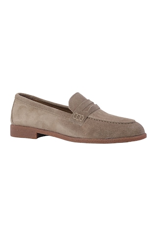 Hobby Süet Hakiki Deri Penny Loafer Kadın Babet Mb262150s Vizon
