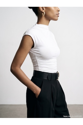 Dilvin 33211 Bra-free Büzgü Detaylı Top Beyaz