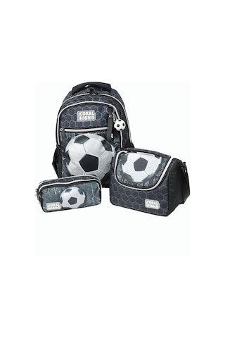 Coral High Siyah Futbol Desenli Erkek Çocuk İlkokul Çantası Ve Günlük Sırt Çantası