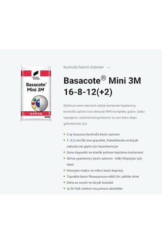 Compo Basacote Mini 3M Gübre (16-8-12 +2Mgo +Me) 15 KG  Çim Fidan