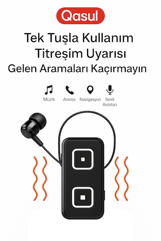 Qasul B331 Makaralı Tekli Yaka Tipi Dahili Mikrofonlu Bluetooth  Kulaklık