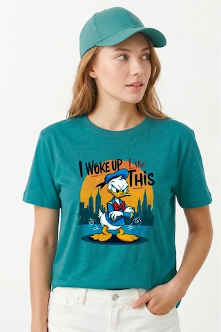 Book Orbook Sleepy Duck %100 Heavy Cotton Premium Kalite Unisex T-shirt Yeşil