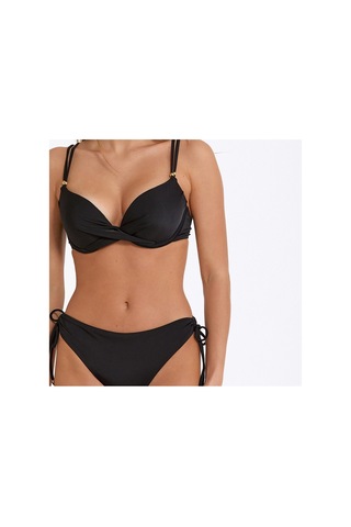 Argento Kadın Düz Siyah Full Push Up Dolgulu Bağlamalı Bikini Takımı Siyah