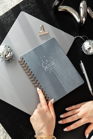 A5 Spiralli Süresiz Planlayıcı Ajanda - Füme Füme