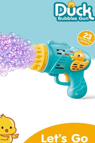 Mavi Duck Ördek Çok Delikli Pilli Köpük Atan Tabanca Bubble Gun Köpük Tabancası Oyuncak