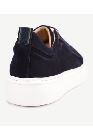 Yargıcı Silikon Kabartmanlı Deri Bağlı Sneakers Lacivert
