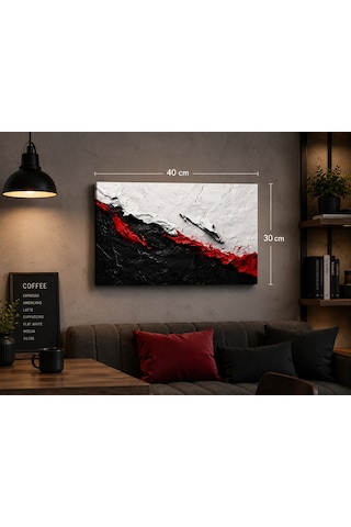 Modern Soyut Kanvas Tablo Kırmızı Siyah Beyaz Dekoratif Duvar Tablosu