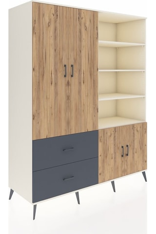 Kronos Gardrop 7 Raflı 2 Çekmeceli Tek Askılı 176x59x221 Aytaşı-çam/antrasit Çam/antrasit