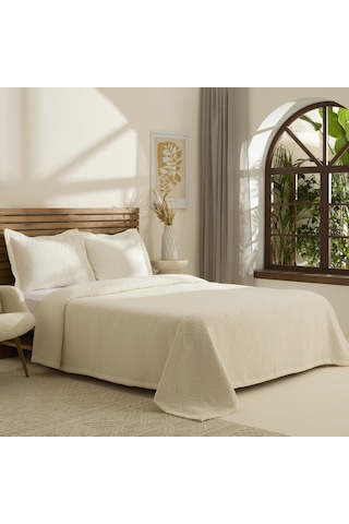 Kaşmir Home Serenty Çift Kişilik Yatak Örtüsü Takımı Offwhite Beyaz
