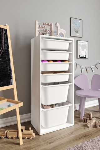 %100 Mdf - Large Mono 6 Sepetli Oyuncak Dolabı Beyaz