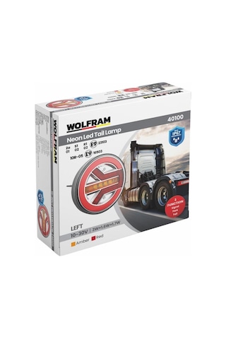 Wolfram 12v-24v Stop Lambası Yuvarlak Neon Ledli-kayar Sinyalli 3 Fonksiyonlu 140 35 Mm E9 Sol