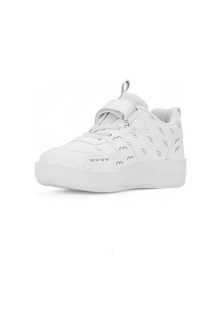Unisex Çocuk Spor Ayakkabı Ortopedik Lastik Bağcık Cırtlı Desenli Kaymaz Taban Yürüyüş Sneaker 033 10-beyaz