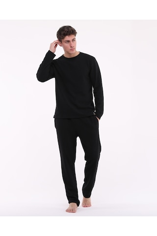 Bella Dossi Waffle Pijama Takımı Siyah