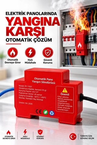 Otomatik Pano Yangın Söndürücü 20 Gr Aerosol Isı Sensörlü Elektrik Panosu Koruma Cihazı
