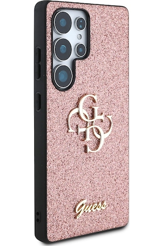 Galaxy Uyumlu S25 Ultra Kılıf Guess Lisanslı 4g Büyük Metal Logolu Glitter Kapak Pembe