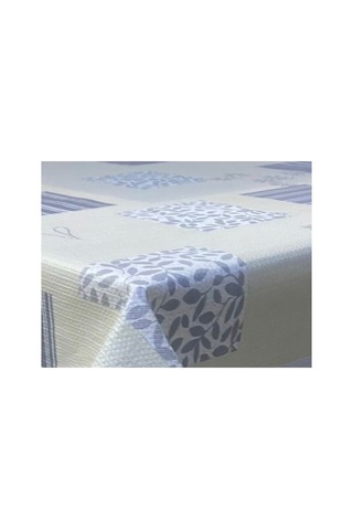 Kaydırmaz Taban Krem Gri Kareli Çiçek Desen Pvc Dikdörtgen Muşamba Masa Örtüsü 122x155 Cm Bej