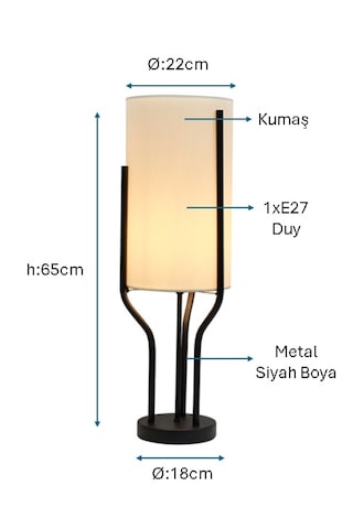Siyah Boyalı Masa Lambası Plc-1217-m-bsy