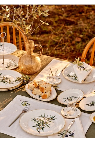 Bella Maison Olive Porselen 52 Parça 12 Kişilik Kahvaltı Takımı Yeşil Yeşil