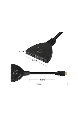 3 Port Hdmi Switch Hdmı Seçici Hdmi Giriş Çoklayıcı 3 In 1 Out