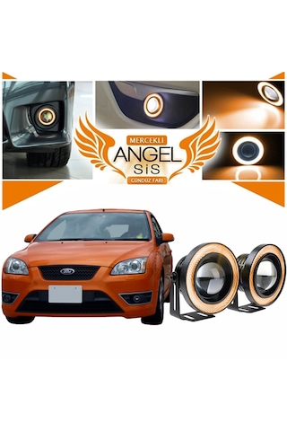 Ford Focus 2 Uyumlu, Universal Mercekli Led Sis Farı, 76mm Turuncu Renk
