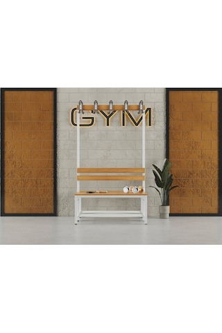 Ayakkabılıklı 4 Ayaklı Çift Taraflı Bank, Kanca Şeritli Bank, 10 Kanca, 100x85x170 Cm, Spor Bankı